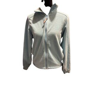 Columbia Womens Medium Light Blue Full-Zip Fleece Jacket With High Collar & Long